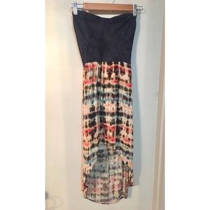 💖Adorable Strapless High Low Tie Dye Print Dress